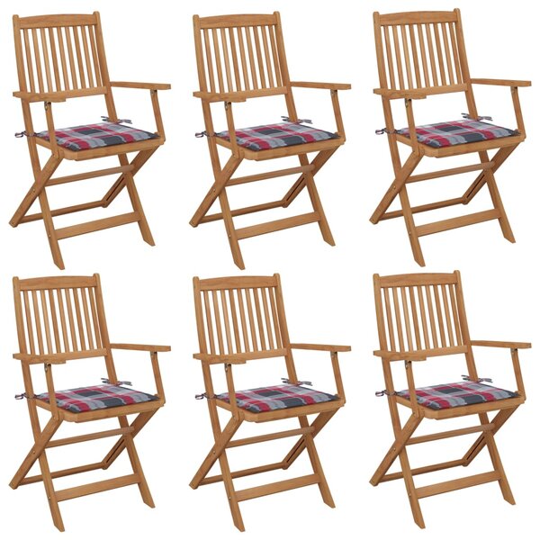 vidaXL Chaises pliables de jardin 6 Pièces avec coussins Bois d'acacia