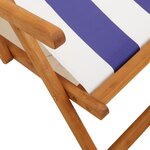vidaXL Chaise de plage pliable bleu et blanc bois d'eucalyptus/tissu