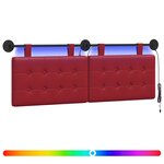 vidaXL Tête de lit suspendue Avec lumière LED Bordeaux Simili cuir