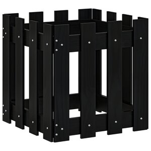 vidaXL Jardinière avec design de clôture noir 40x40x40 cm pin massif
