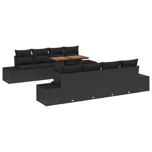 vidaXL Ensemble de canapé de jardin 7 pièces avec coussins noir en poly rotin