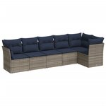 vidaXL Salon de jardin 6 Pièces avec coussins gris résine tressée