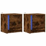 vidaXL Armoires de chevet et lumières LED 2 Pièces chêne fumé