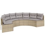 vidaXL Canapé de jardin table coussins demi-rond beige résine tressée