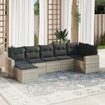 vidaXL Salon de jardin avec coussins 7 Pièces gris clair résine tressée