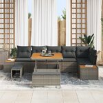 vidaXL Ensemble de canapé de jardin avec coussin 9 Pièces Gris
