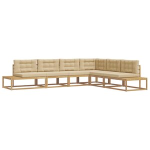 vidaXL Ensemble de canapés d'extérieur 6 pc Blanc et Beige Polyester