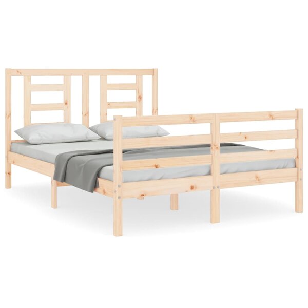 vidaXL Cadre de lit avec tête de lit 140x200 cm bois massif