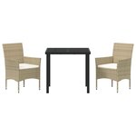 vidaXL Ensemble de salle à manger pour jardin 3 Pièces Beige Poly rotin
