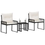 vidaXL Ensemble de meubles d'extérieur 7 pc Noir et blanc crème