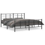 vidaXL Cadre de lit métal sans matelas avec pied de lit noir 180x200cm