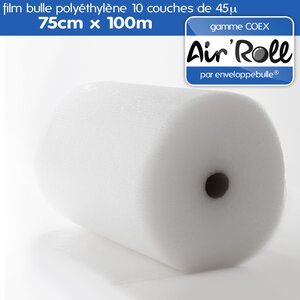 Lot de 6 rouleaux de film bulle d'air largeur 75cm x longueur 100m - gamme air'roll coex