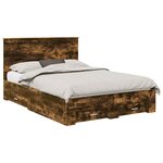vidaXL Cadre de lit Chêne fumé 140 x 190 cm Bois d'ingénierie