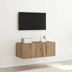 vidaXL Meuble TV mural Montage mural chêne artisanal 80 x 35 x 31 cm