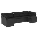 vidaXL Salon de jardin 7 Pièces avec coussins noir résine tressée