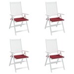 vidaXL Coussins de chaise de jardin lot de 4 rouge bordeaux 50x50x4 cm