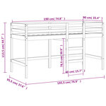 vidaXL Lit mezzanine enfants et rideaux rose 90x190cm bois pin massif