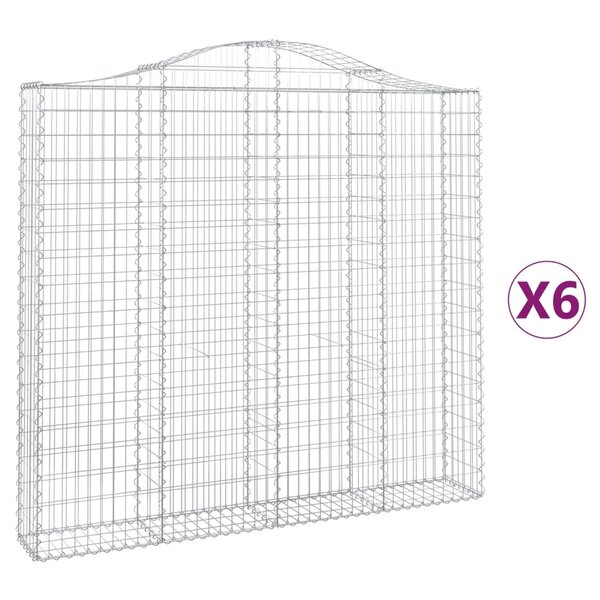 vidaXL Paniers à gabions arqués 6 Pièces 200x30x180/200 cm Fer galvanisé