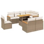vidaXL Salon de jardin avec coussins 9 Pièces beige résine tressée