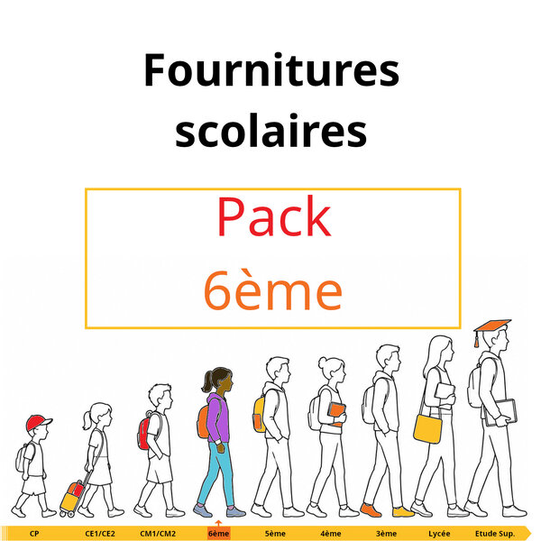 Kit de fournitures scolaires pour collégien·ne de 6ème