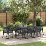 vidaXL Ensemble de salle à manger de jardin 9 pièces noir en Rattan poly