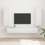 vidaXL Ensemble meuble TV 3 Pièces Blanc brillant Bois d'ingénierie