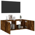 vidaXL Meuble TV mural avec lumières LED chêne fumé 80x35x31 cm