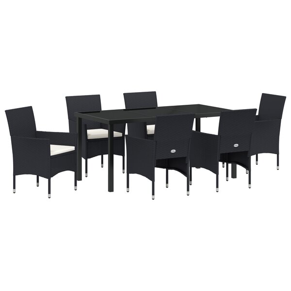 vidaXL Ensemble de jardin de 7 pièces en poly rattan noir