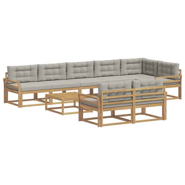 vidaXL Ensemble de canapés d'extérieur 9 pc Blanc et gris clair