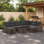 vidaXL Ensemble de canapé de jardin 10 pc Gris polyrotin