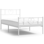 vidaXL Cadre de lit métal avec tête de lit/pied de lit blanc 100x190cm