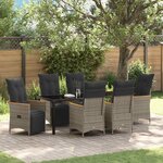 vidaXL Ensemble de salle à manger pour jardin 7 Pièces Gris Poly rotin