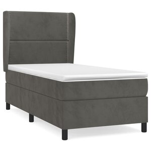 vidaXL Sommier à lattes de lit et matelas Gris foncé 90x200 cm Velours