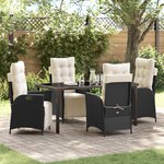 vidaXL Ensemble de 5 pièces de mobilier de jardin en poly rattan noir