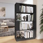 vidaXL Bibliothèque/Séparateur de pièce Gris 80x25x132 cm Pin massif