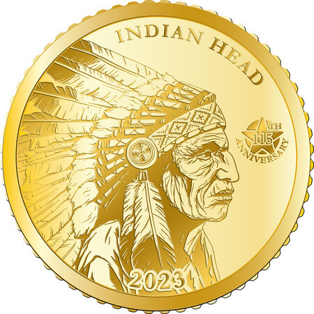 Pièce de monnaie en Or $50 Tala g 0.5 Millésime 2023 Small Gold Coin INDIAN HEAD