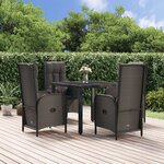 vidaXL Ensemble à manger de jardin coussins 5Pièces Noir Résine tressée