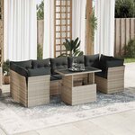 vidaXL Salon de jardin avec coussins 10 Pièces gris clair résine tressée