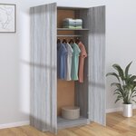 vidaXL Garde-robe Sonoma gris 90x52x200 cm Bois d'ingénierie