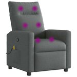 vidaXL Fauteuil inclinable de massage en tissu gris foncé