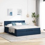 VidaXL Cadre de lit ottoman avec matelas bleu 200x200cm tissu