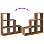 vidaXL Étagère séparatrice de pièce à 3 niveaux vieux bois 99x29x99 cm