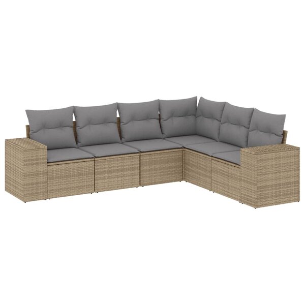 vidaXL Salon de jardin avec coussins 6 Pièces beige résine tressée