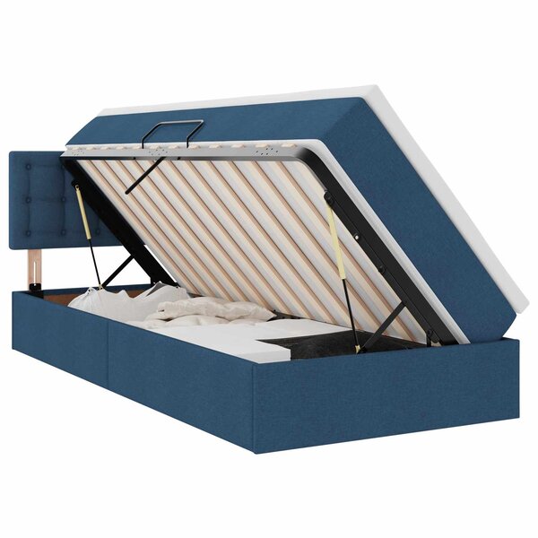 vidaXL Lit de rangement LED avec matelas Bleu 100 x 200 cm Tissu
