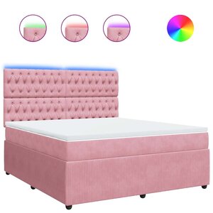 vidaXL Sommier à lattes de lit avec matelas Rose 180x200 cm Velours