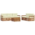 vidaXL Ensemble de canapés d'extérieur 6 Pièces Naturel et Crème