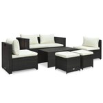Salon de jardin meuble d'extérieur ensemble de mobilier 6 pièces avec coussins résine tressée marron 02_0016883