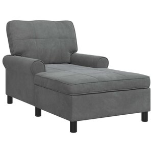 vidaXL Chaise longue avec coussin Gris foncé 91 x 157 x 91 cm Velours