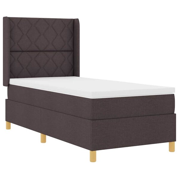 vidaXL Lit à ressorts avec bandes LED Marron 100 x 200 cm tissu