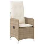 vidaXL Chaise inclinable de jardin avec coussins beige résine tressée